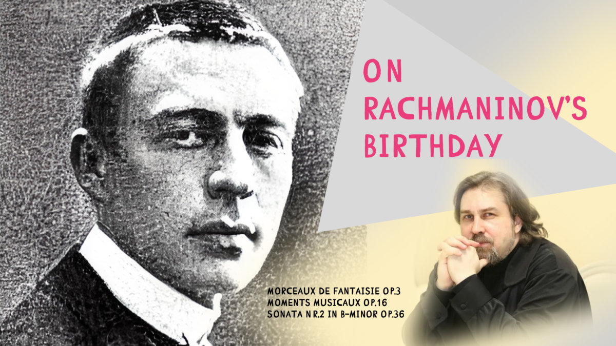 Affiche. Maison russe Bruxelles-Europe. Concert jour d|anniversaire de Rachmaninoff, par Timur Sergeyenia (piano). 2023-04-01